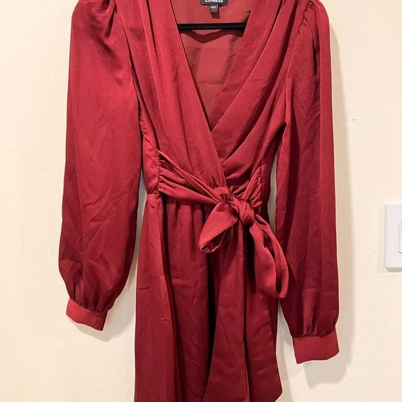 open lace back dress Linen & Cotton Blend Red Midi Wrap Dress - All Dresses main image 0